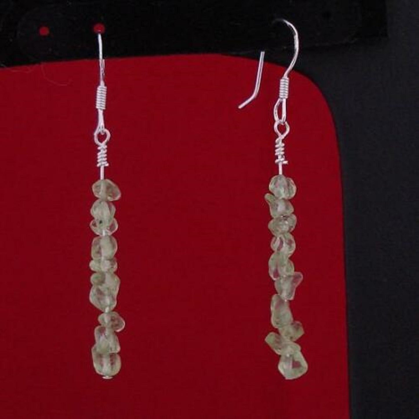 4mm-6mm Peridot Chips Sterling Silver Hoop Earrings