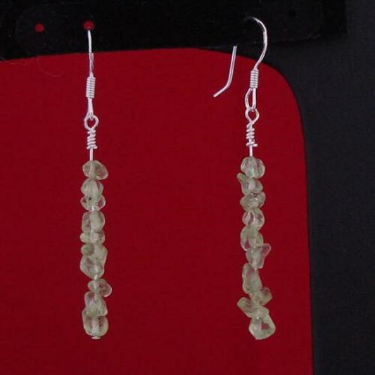 4mm-6mm Peridot Chips Sterling Silver Hoop Earrings