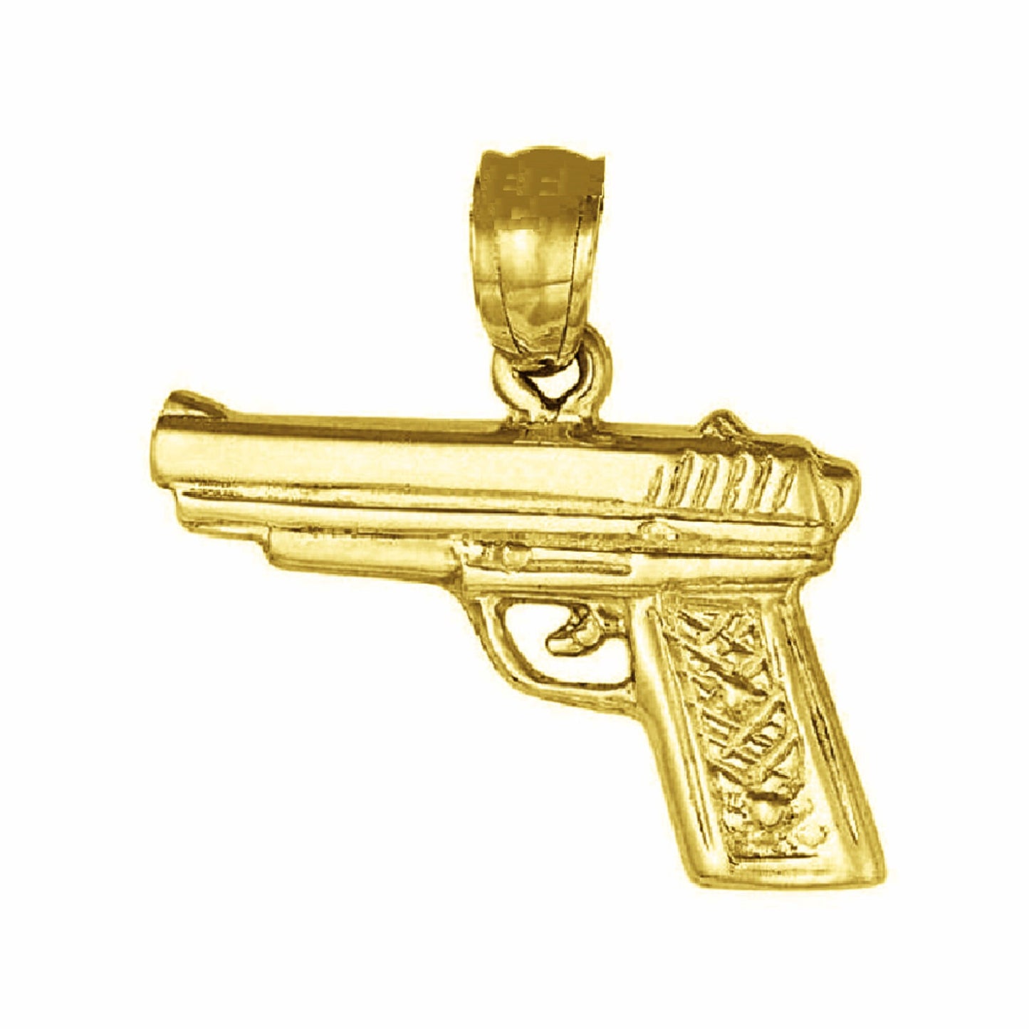 14K Yellow Gold HANDGUN PISTOL GUN Pendant