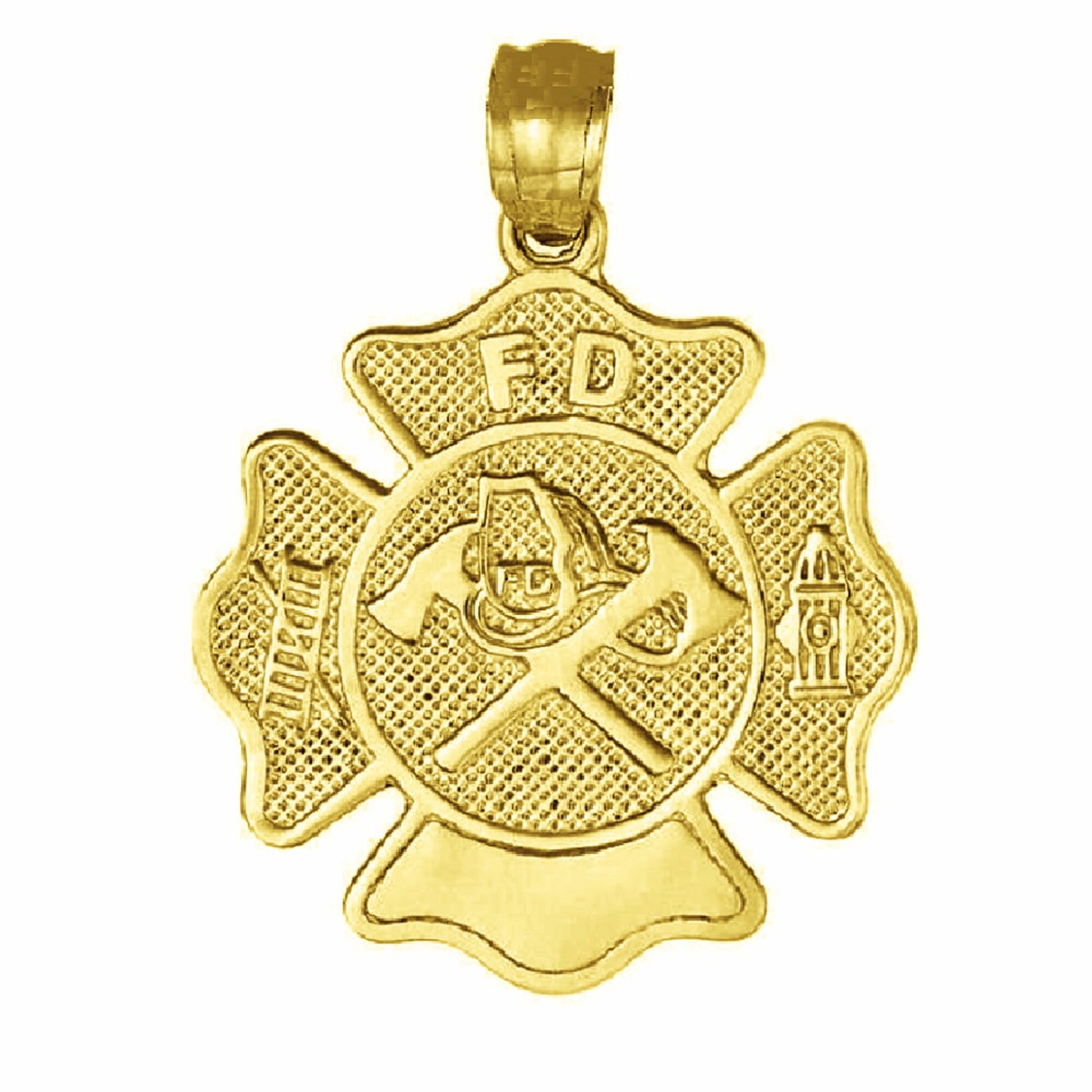 14K Yellow Gold FIRE DEPARTMENT BADGE Pendant