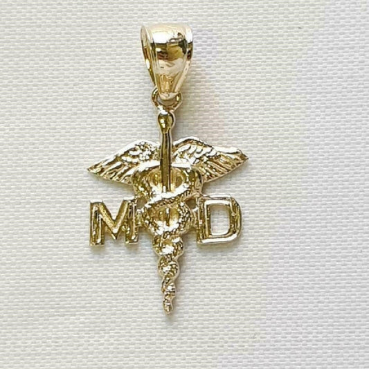 14K Yellow Gold MD (Doctor of Medicine) Medical Pendant