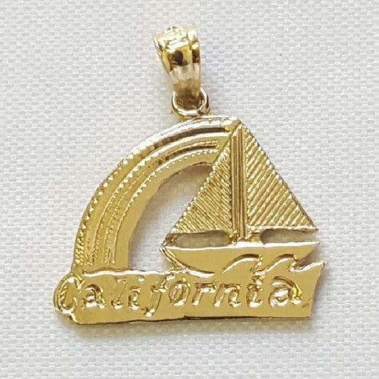 14K Yellow Gold California Boat Pendant