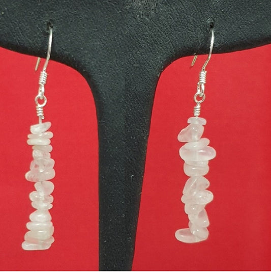 4mm-6mm Moonstone Chips Sterling Silver Hoop Earrings