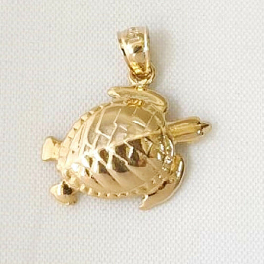 14K Yellow Gold Turtle Pendant