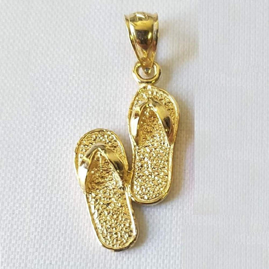 14K Yellow Gold Flip Flops 3D Pendant