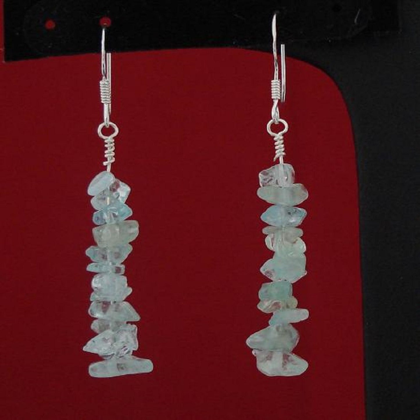 6mm Aquamarine Chips Sterling Silver Hoop Earrings