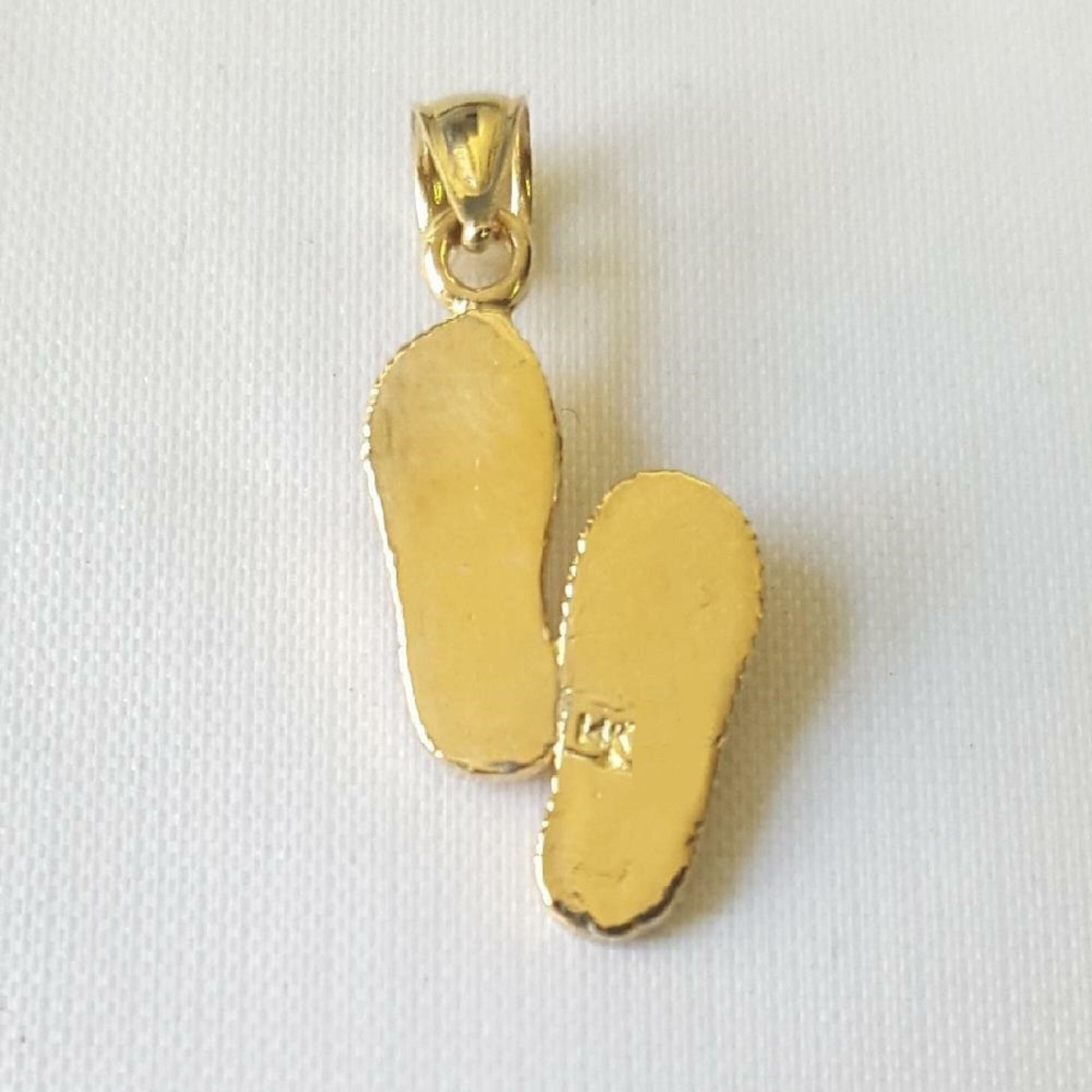 14K Yellow Gold Flip Flops 3D Pendant