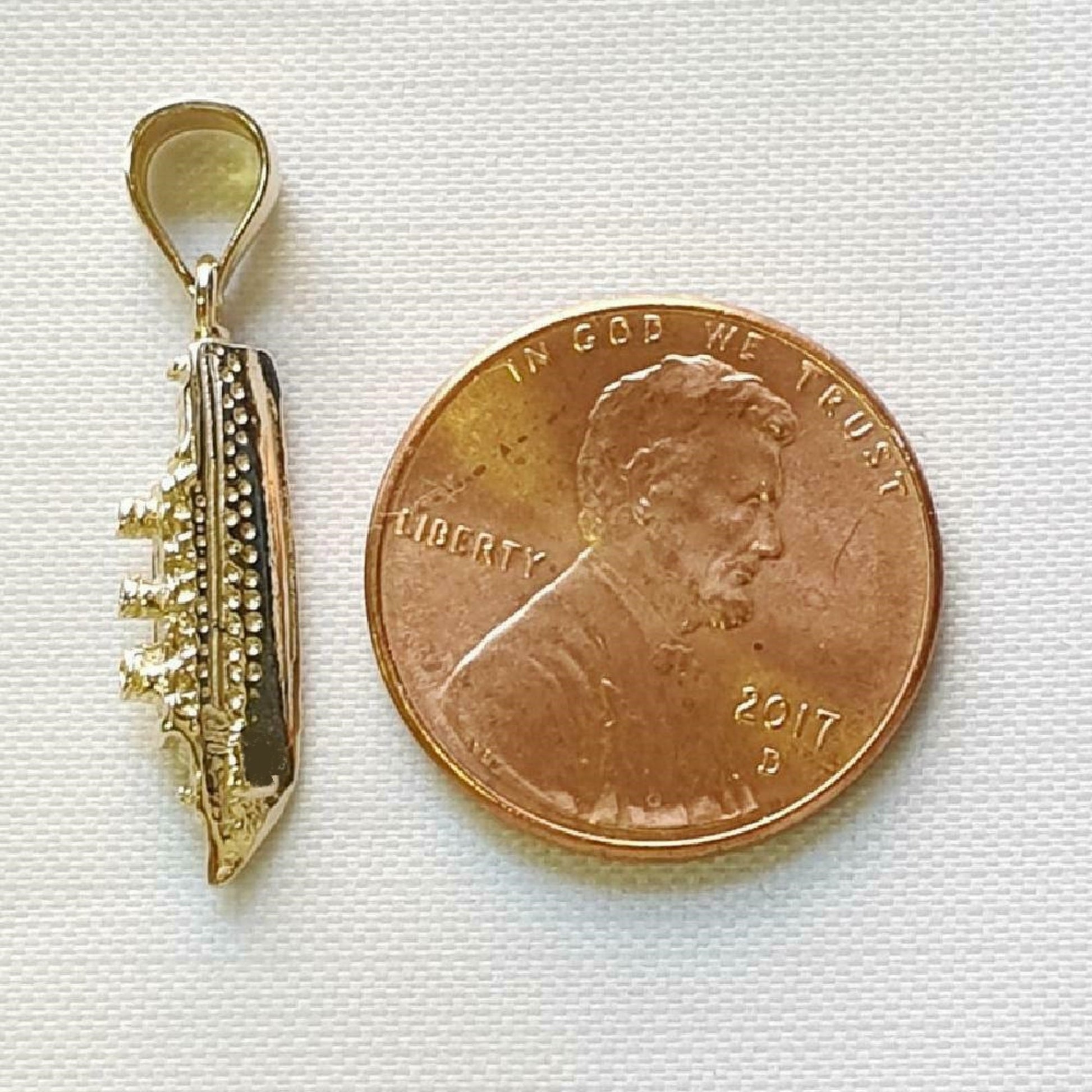 14K Yellow Gold Cruise Ship 3D Solid Pendant