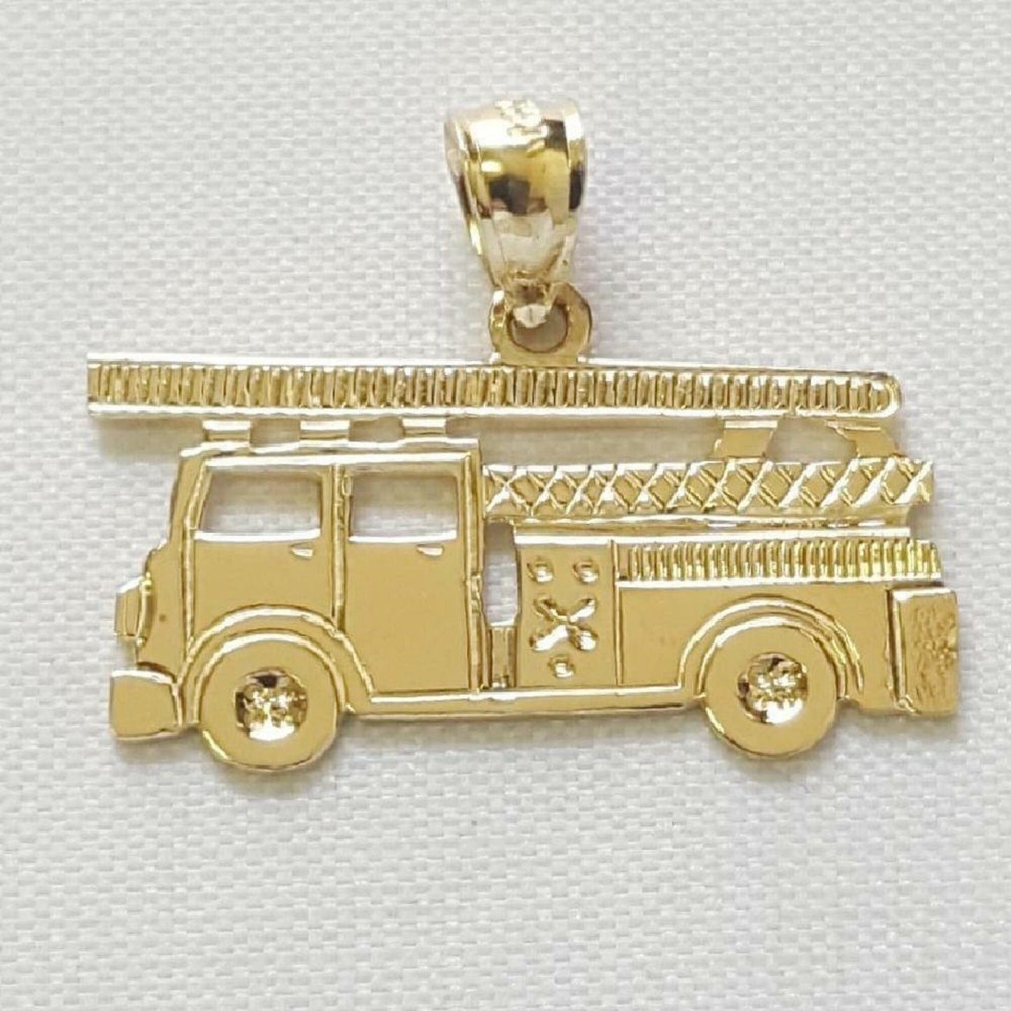 14K Yellow Gold FIRE TRUCK Pendant