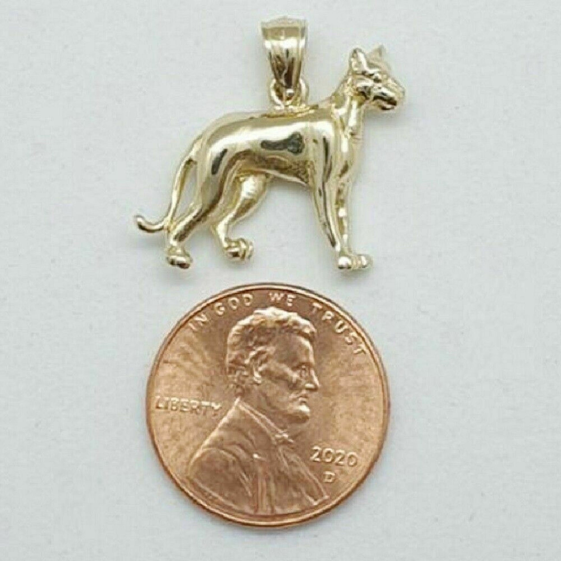 14K Yellow Gold Boxer Dog 3D Solid Pendant