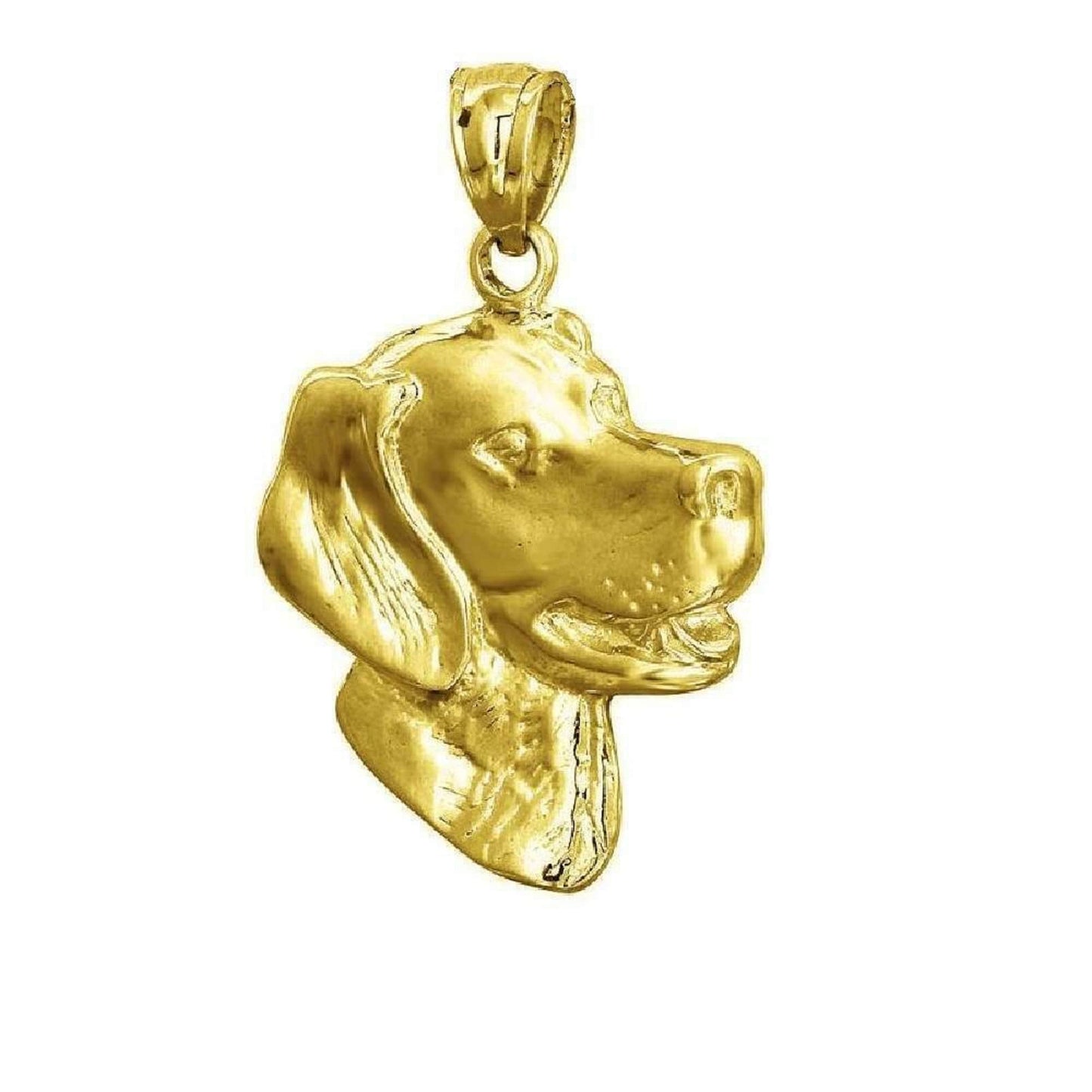 14K Yellow Gold Labrador Dog Head Pendant