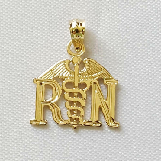 14K Yellow Gold RN REGISTERED NURSE Pendant