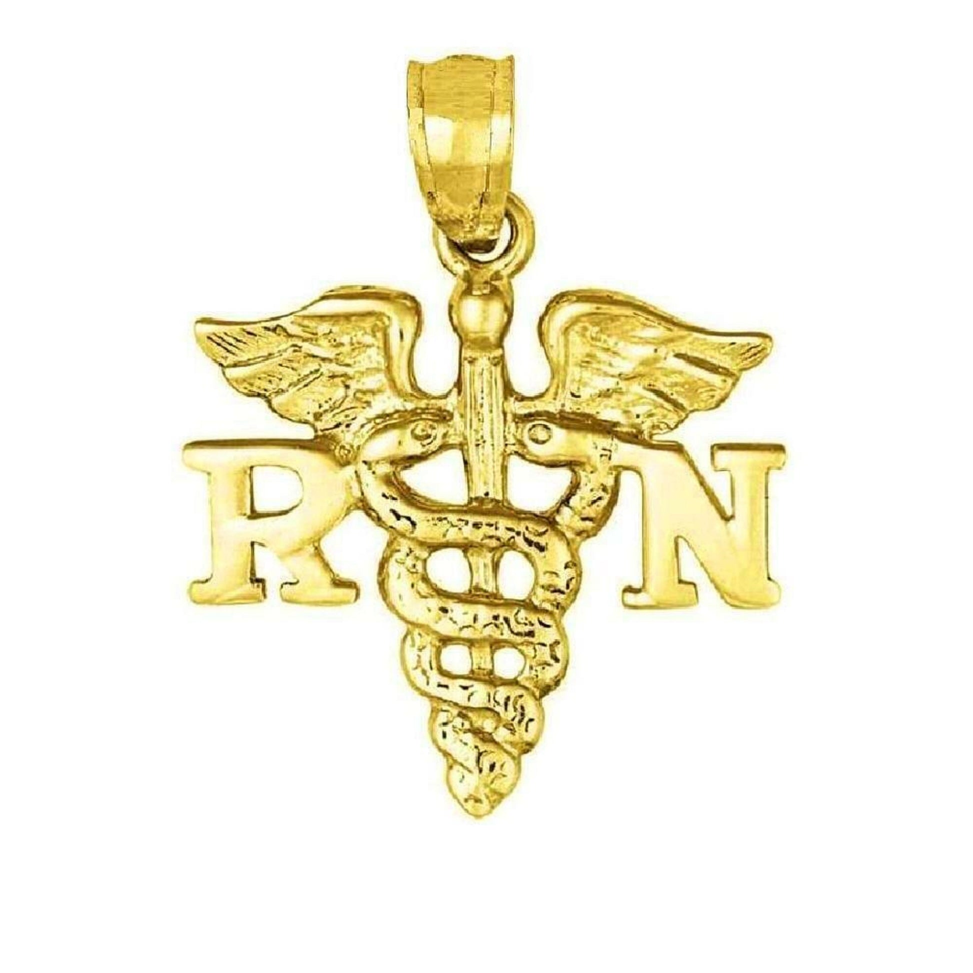 14K Yellow Gold RN REGISTERED NURSE Pendant