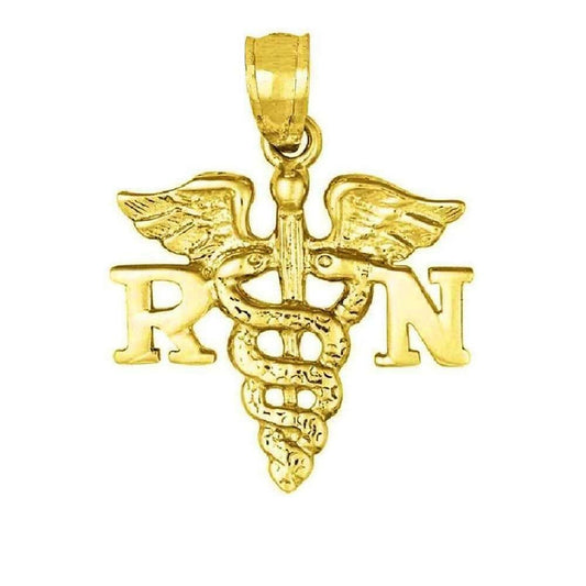 14K Yellow Gold RN REGISTERED NURSE Pendant