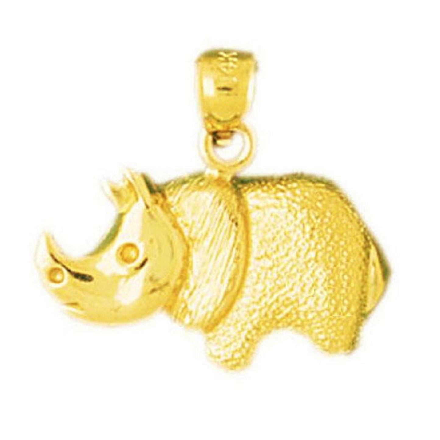 14K Yellow Gold Rhinoceros, Rhino Pendant