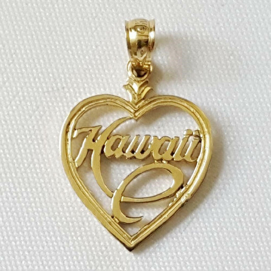 14K Yellow Gold Hawaii Heart Pendant
