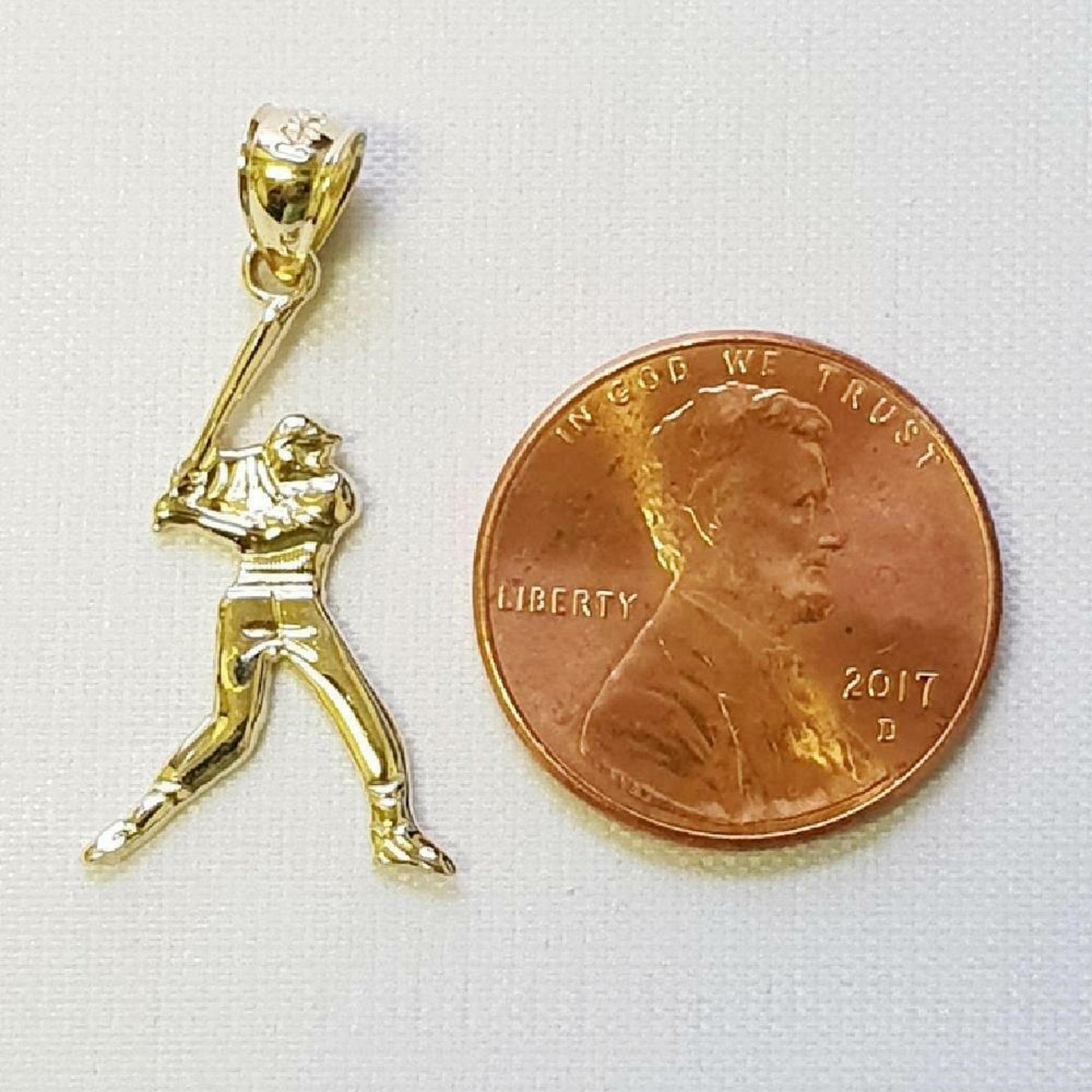 14K Yellow Gold Baseball Player Pendant