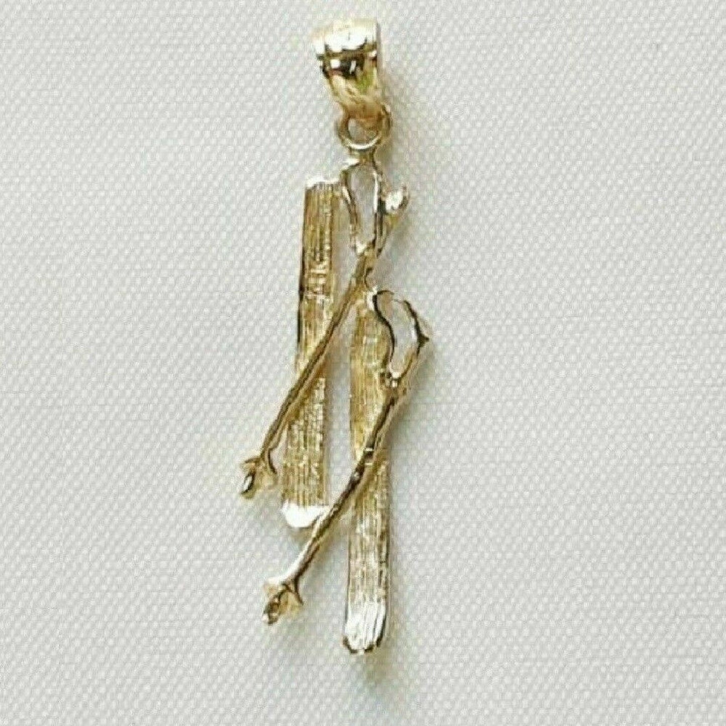 14K Yellow Gold Set of Skis Pendant