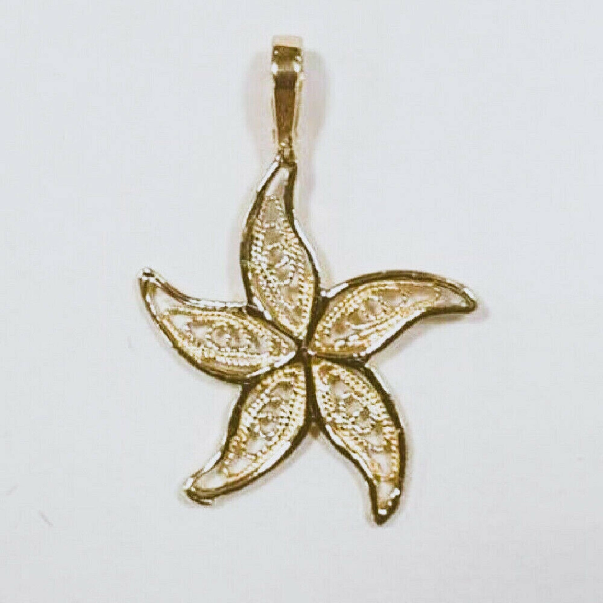 14K Yellow Gold Filigree Starfish Pendant