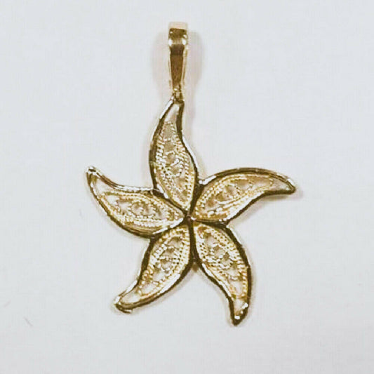14K Yellow Gold Filigree Starfish Pendant