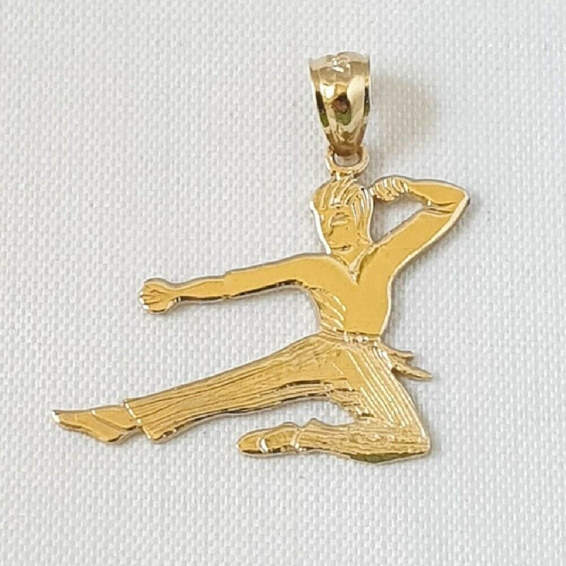 14K Yellow Gold Martial Arts Karate Pendant