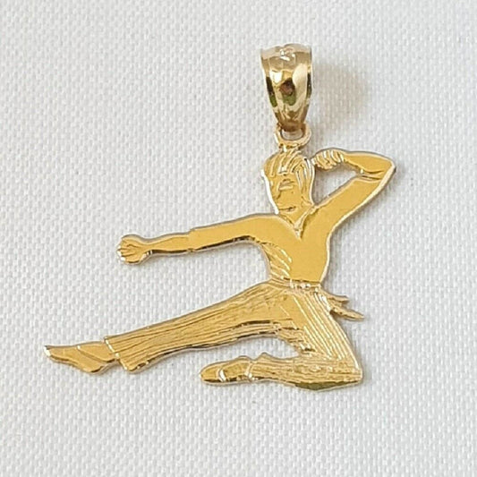14K Yellow Gold Martial Arts Karate Pendant