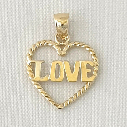 14K Yellow Gold LOVE Heart Pendant