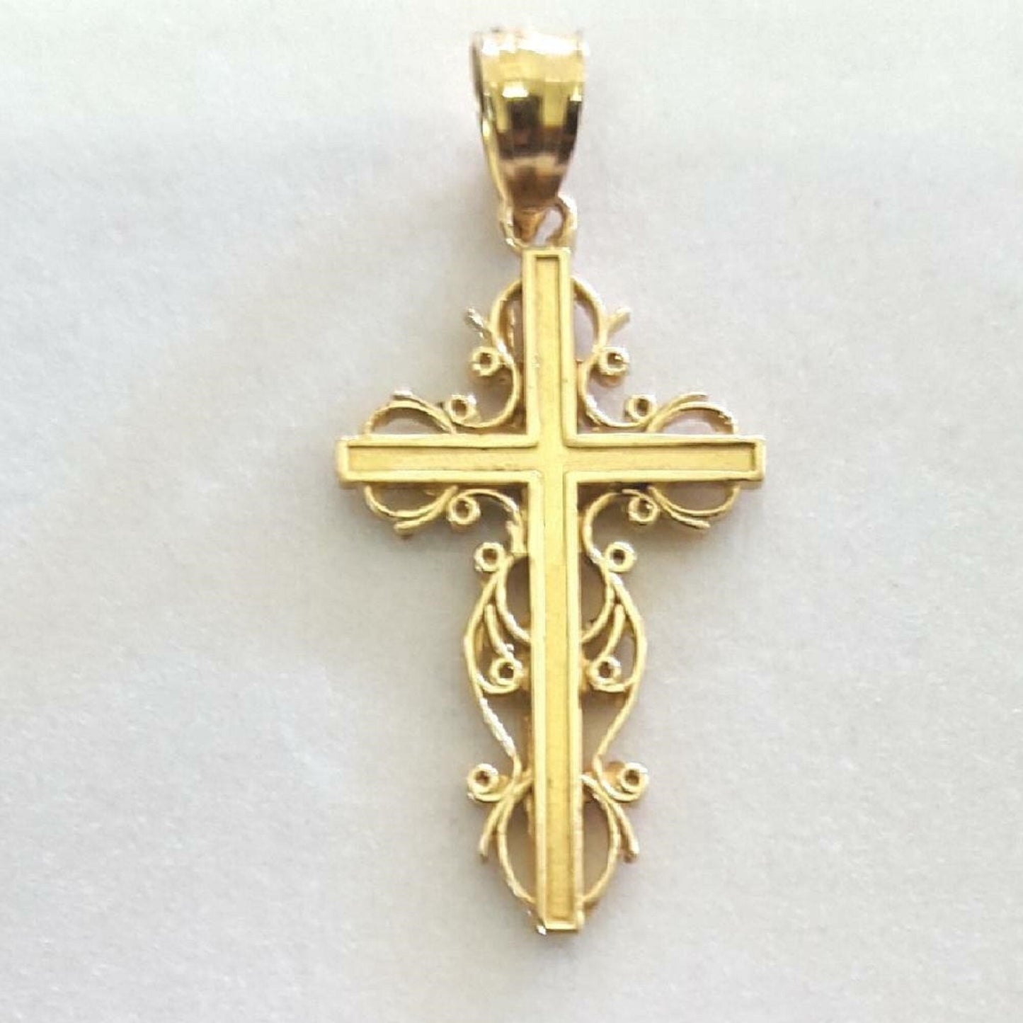 14K Yellow Gold Filigree Cross Pendant