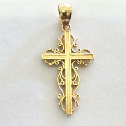 14K Yellow Gold Filigree Cross Pendant