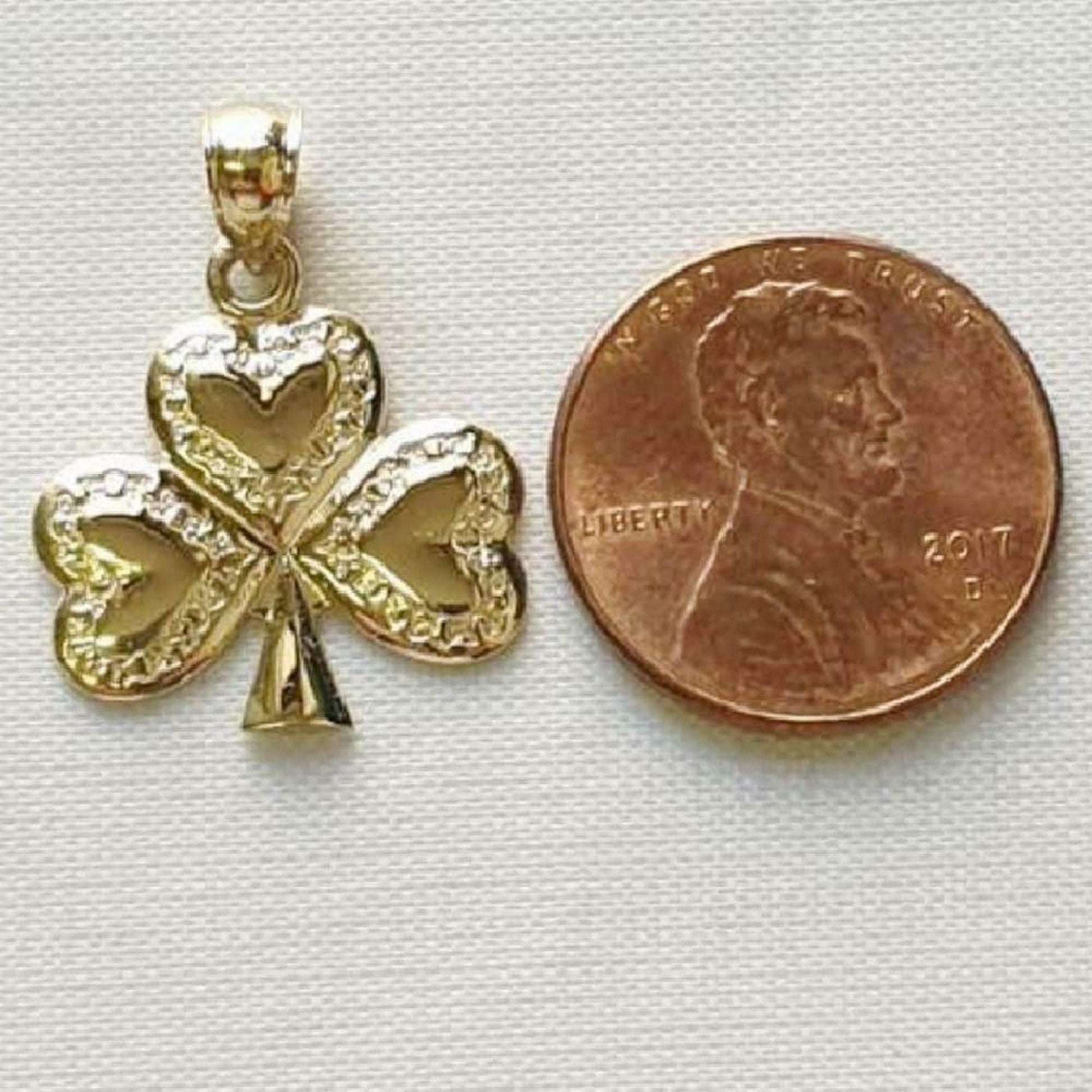 14K Yellow Gold SHAMROCK CLOVER Pendant