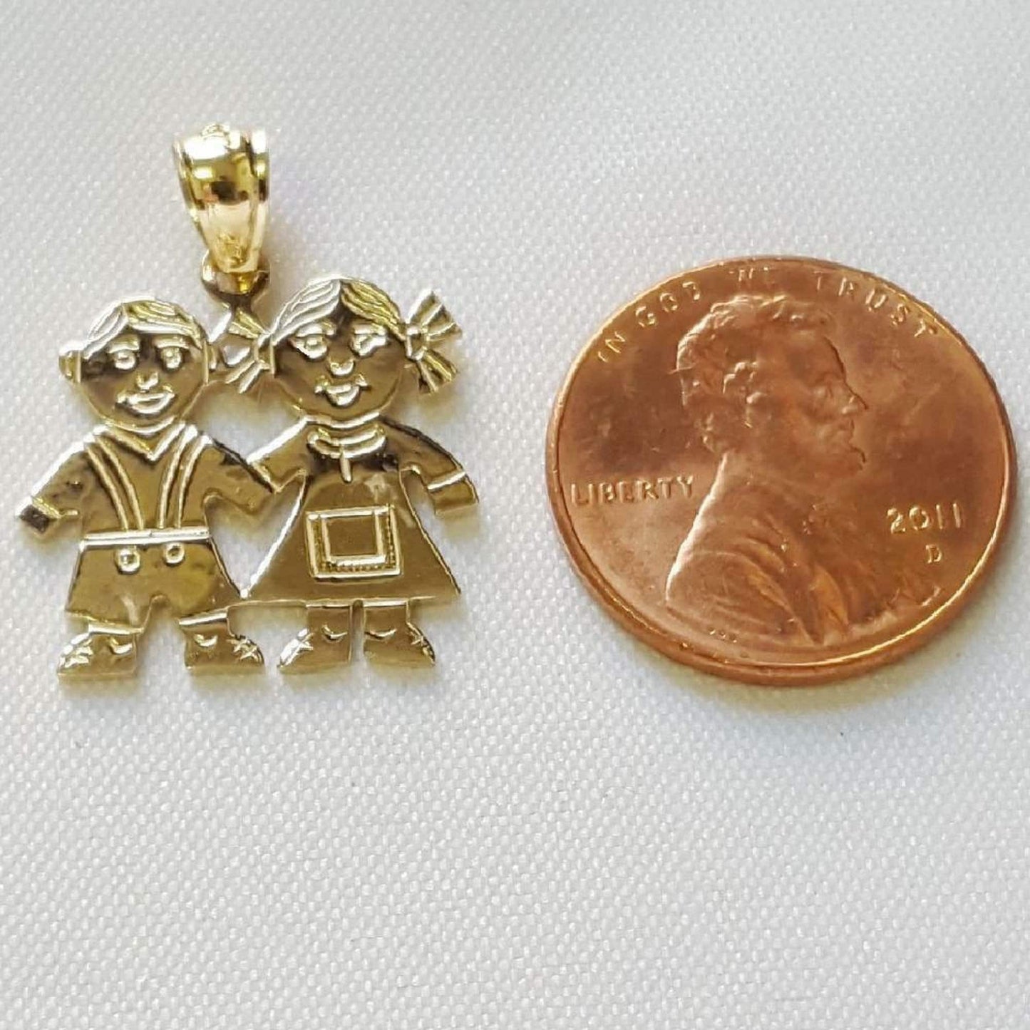 14K Yellow Gold BOY and GIRL Pendant