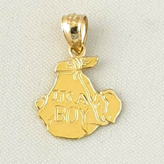 14K Yellow Gold ITS A BOY Pendant Charm