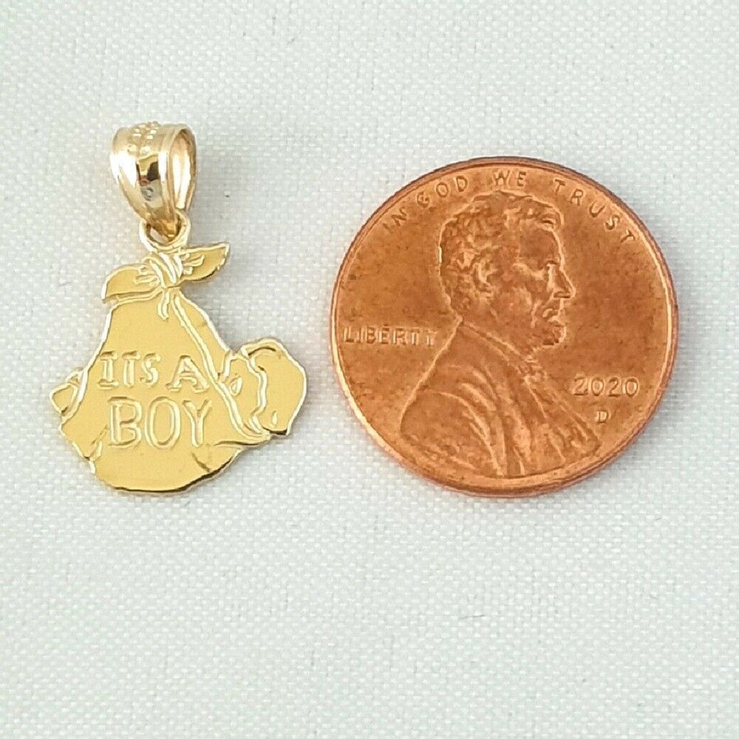 14K Yellow Gold ITS A BOY Pendant Charm