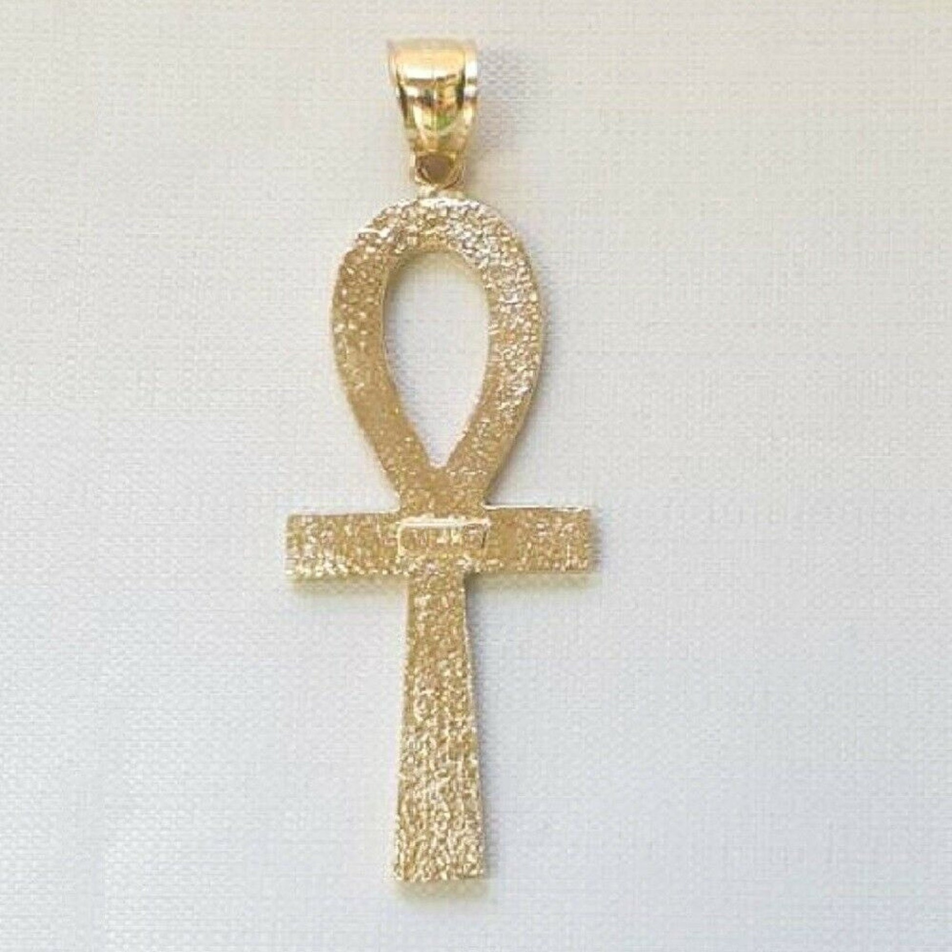 14K Yellow Gold Ankh Cross Large Pendant