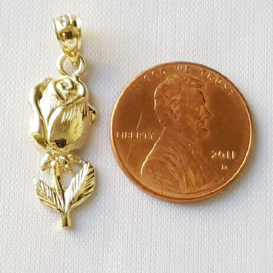 14K Yellow Gold ROSE FLOWER Pendant