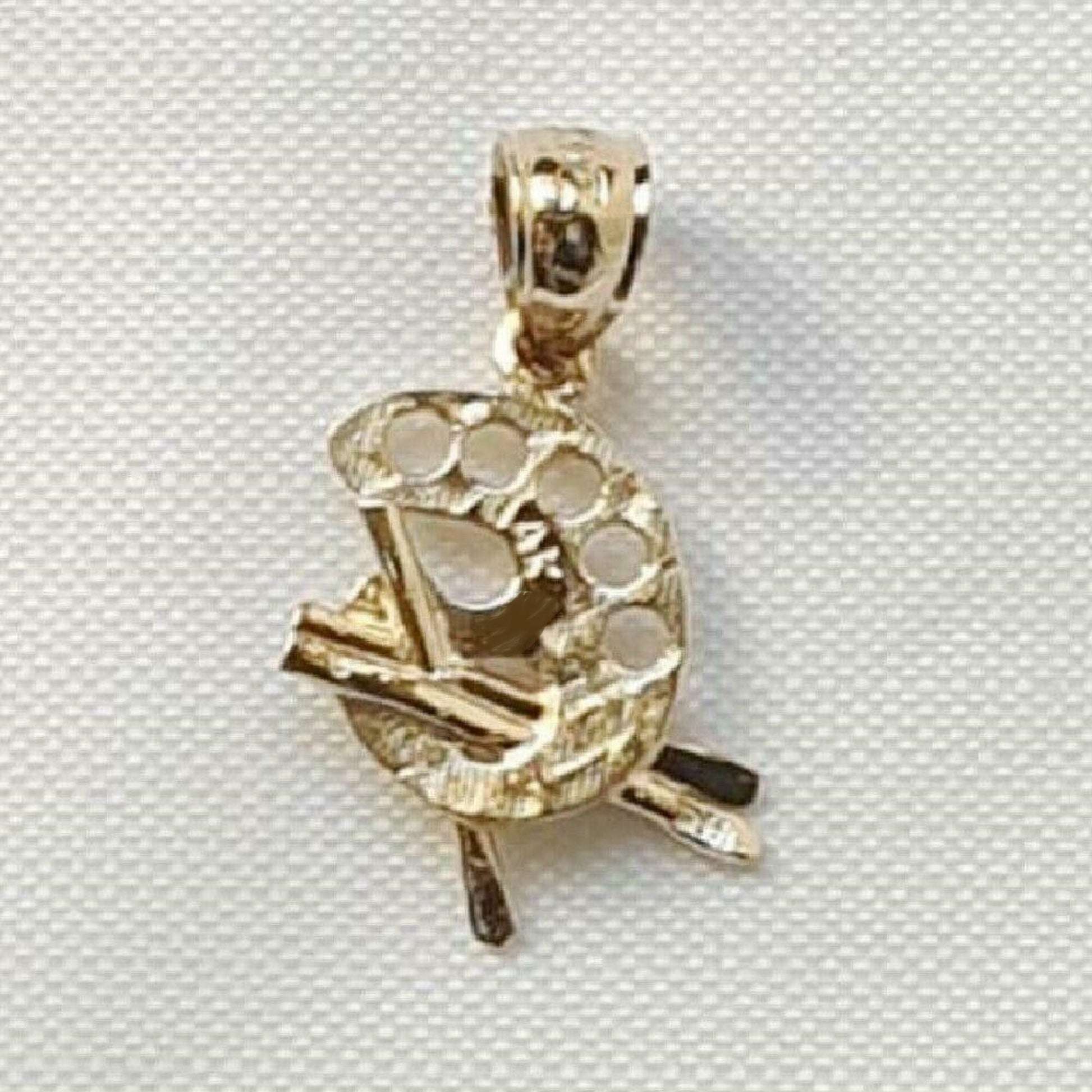 14K Yellow Gold Artists Painters Palette Pendant