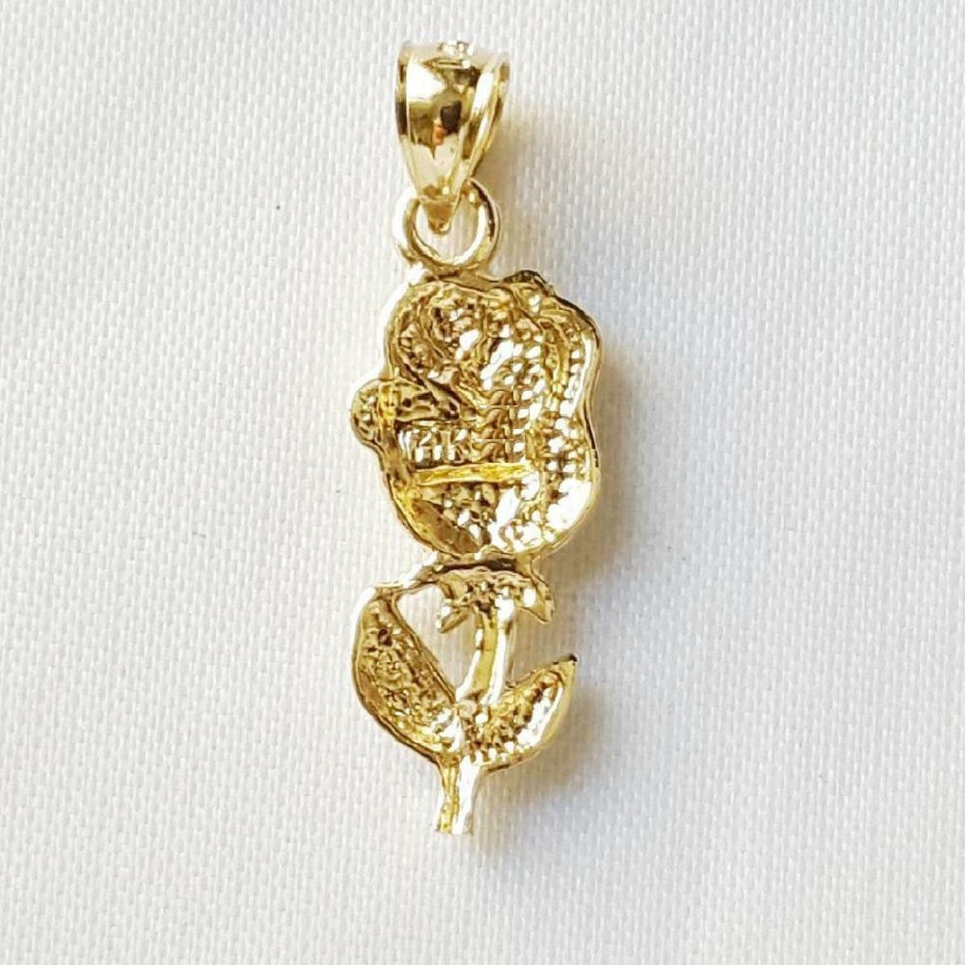 14K Yellow Gold ROSE FLOWER Pendant