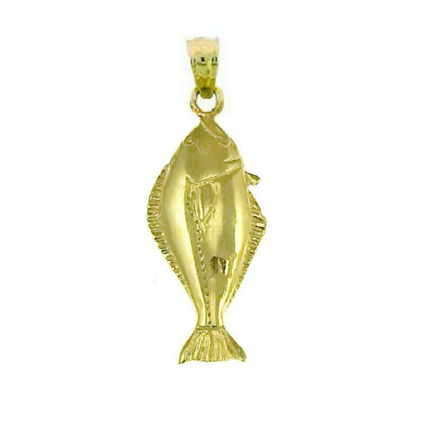 14K Yellow Gold Halibut Fish Pendant