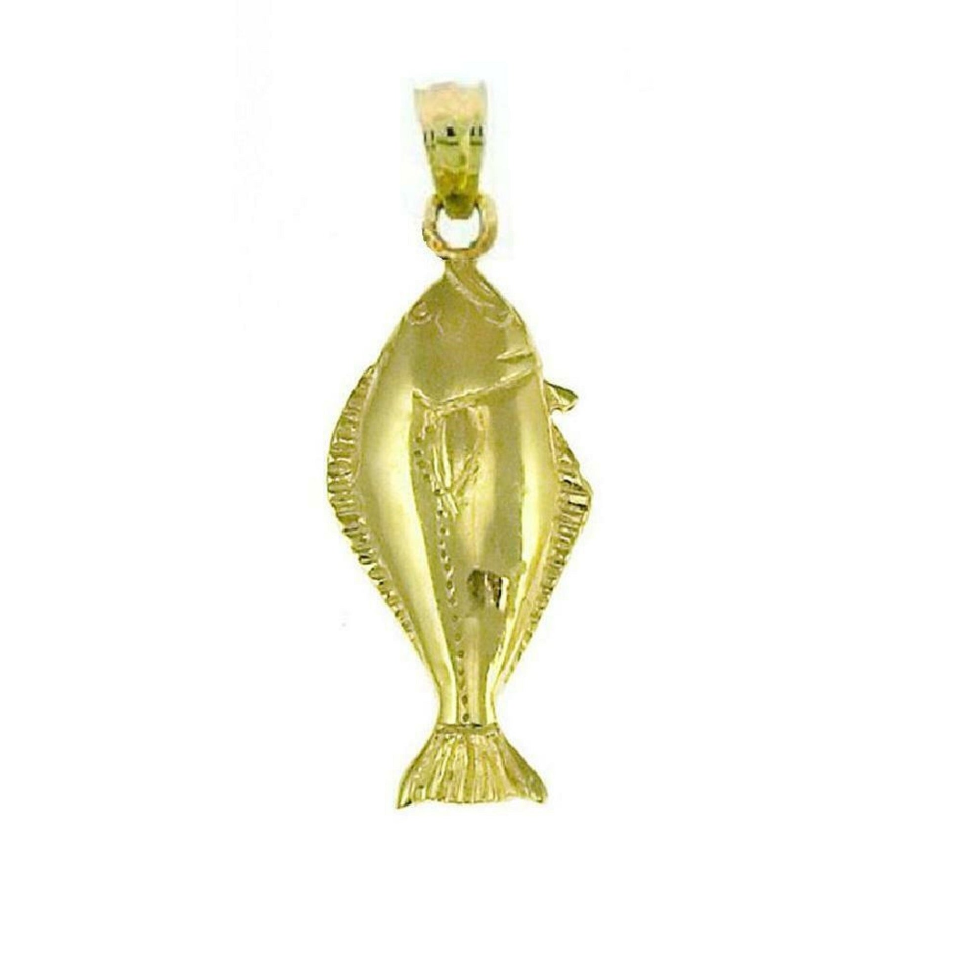 14K Yellow Gold Halibut Fish Pendant