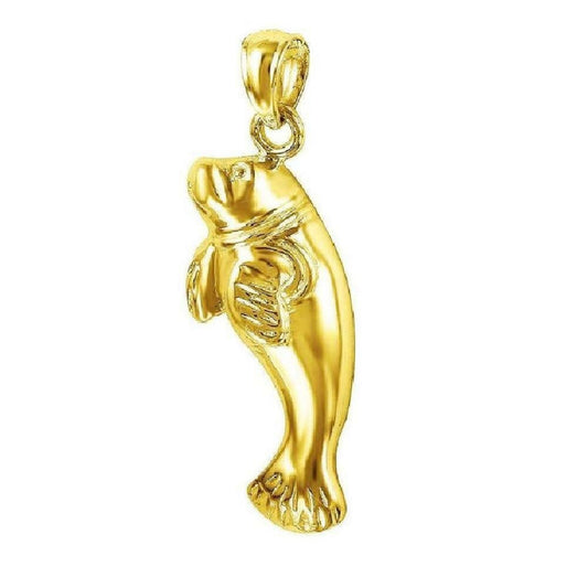 14K Yellow Gold Manatee Pendant