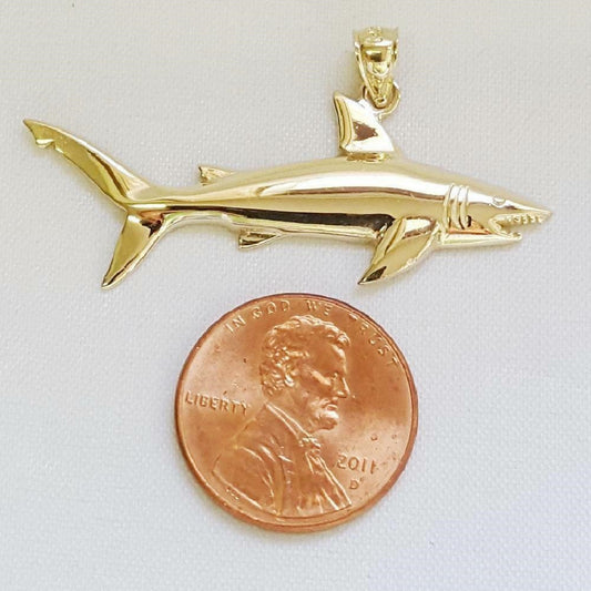 14K Yellow Gold Shark Pendant