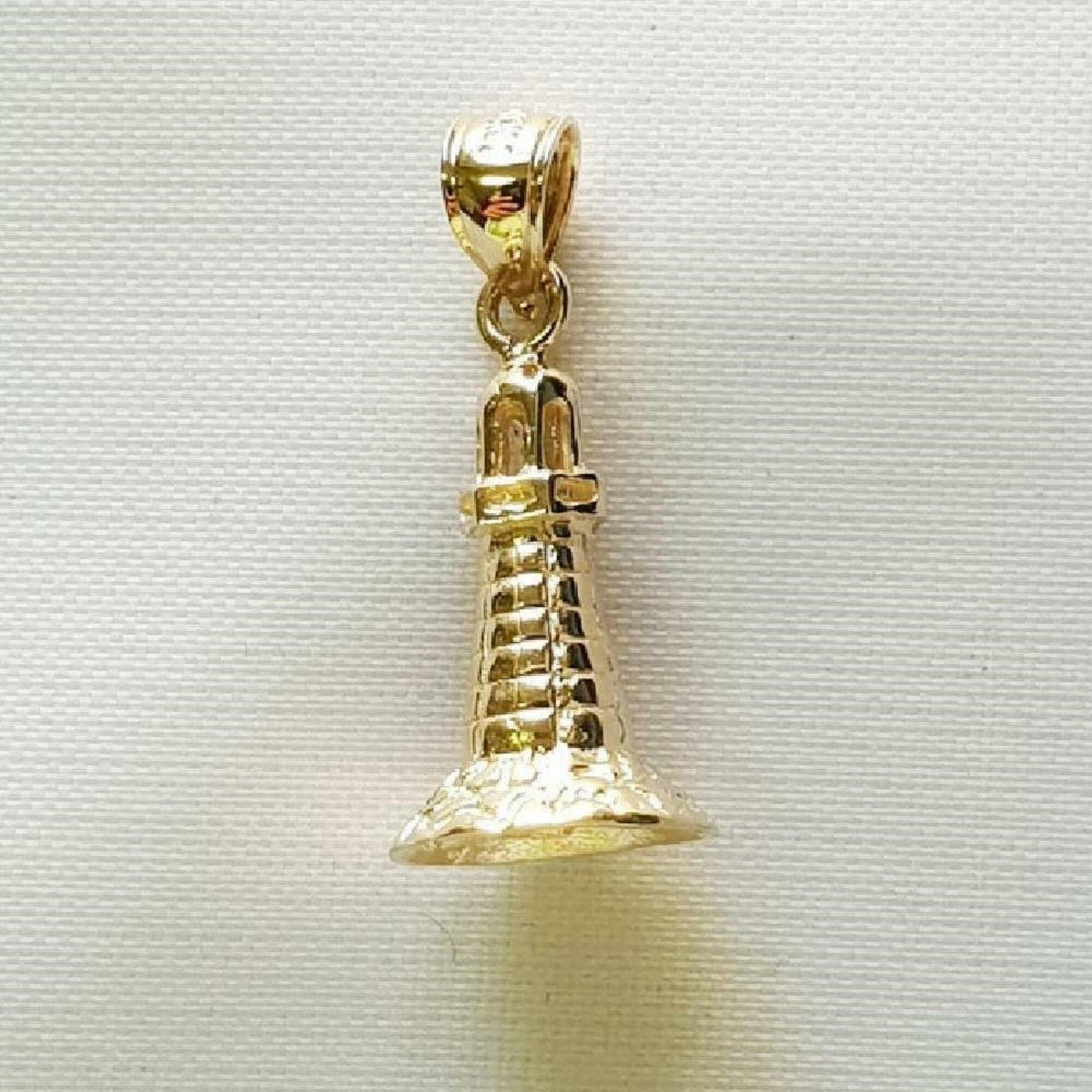 14K Yellow Gold Lighthouse 3D Pendant