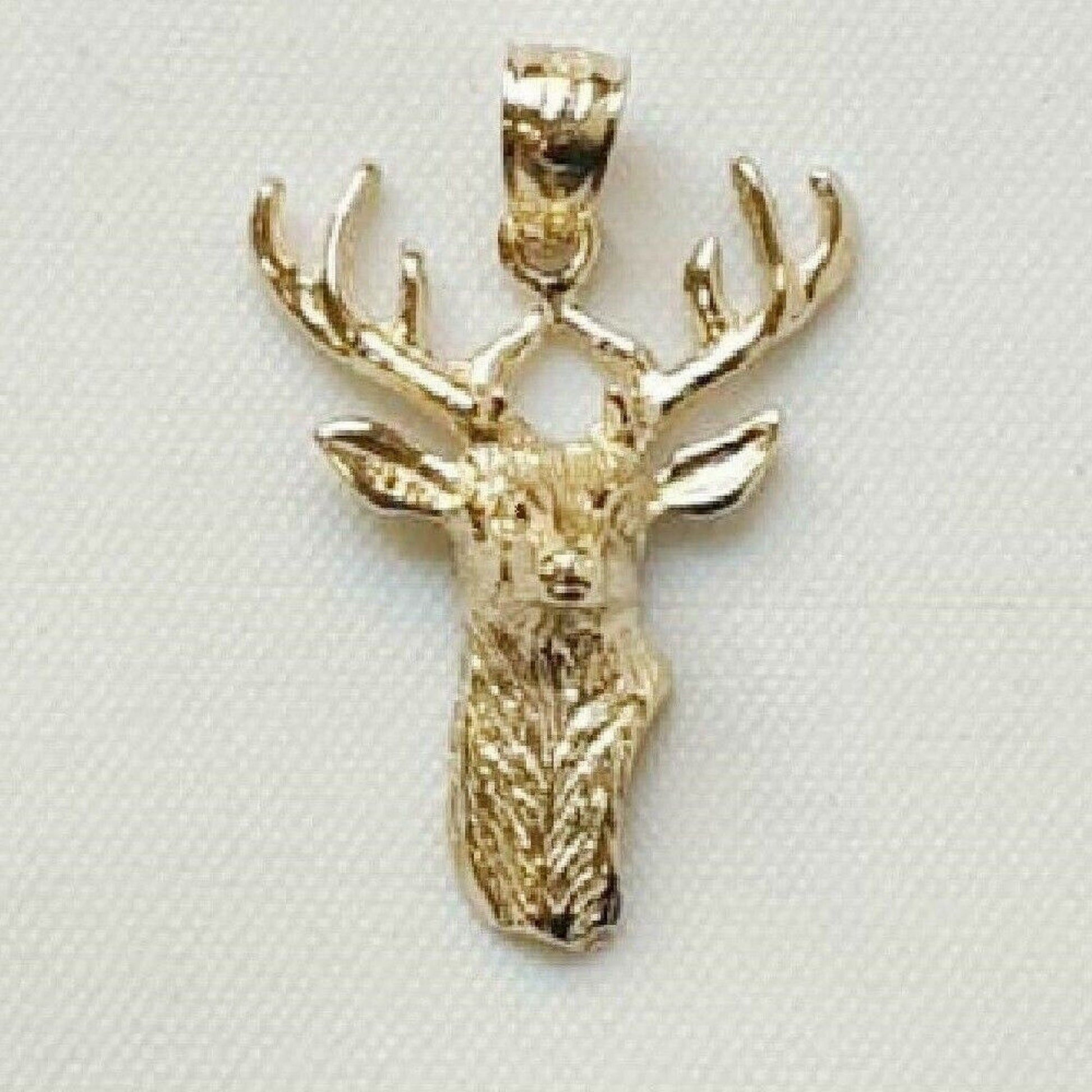 14K Yellow Gold Deer Head Pendant