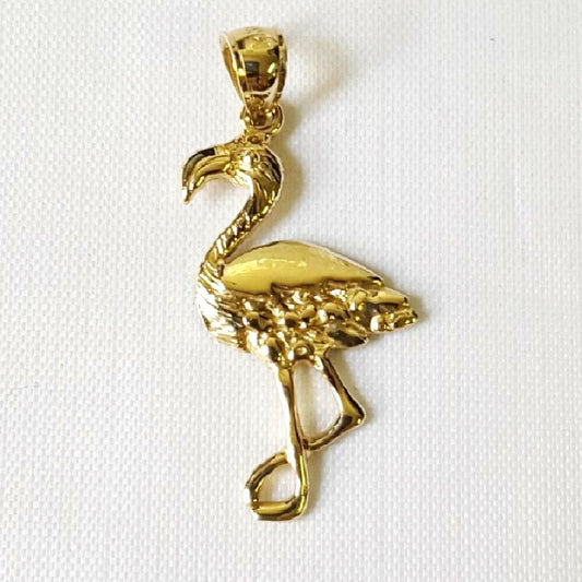 14K Yellow Gold Flamingo Pendant