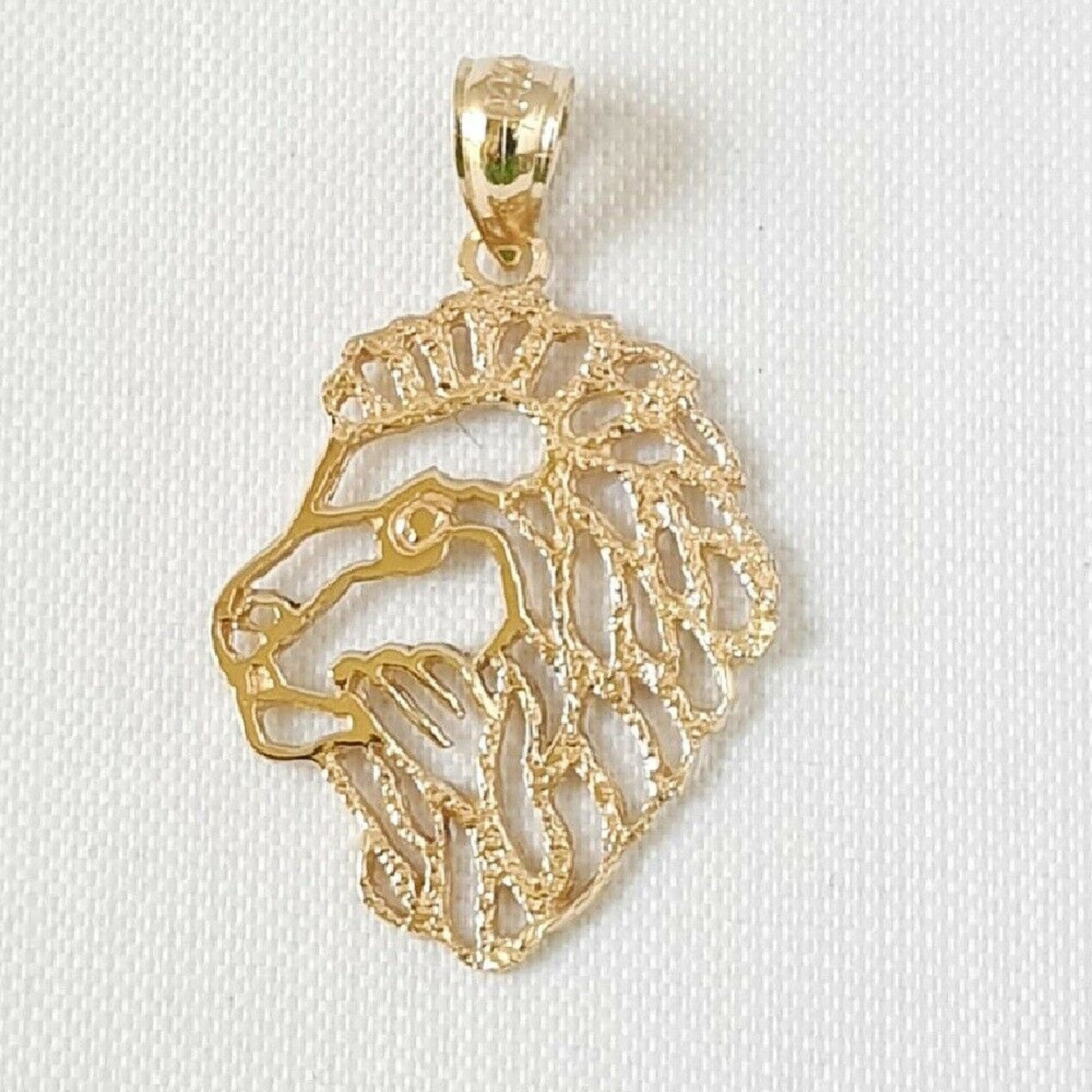 14K Yellow Gold Lion Head Pendant