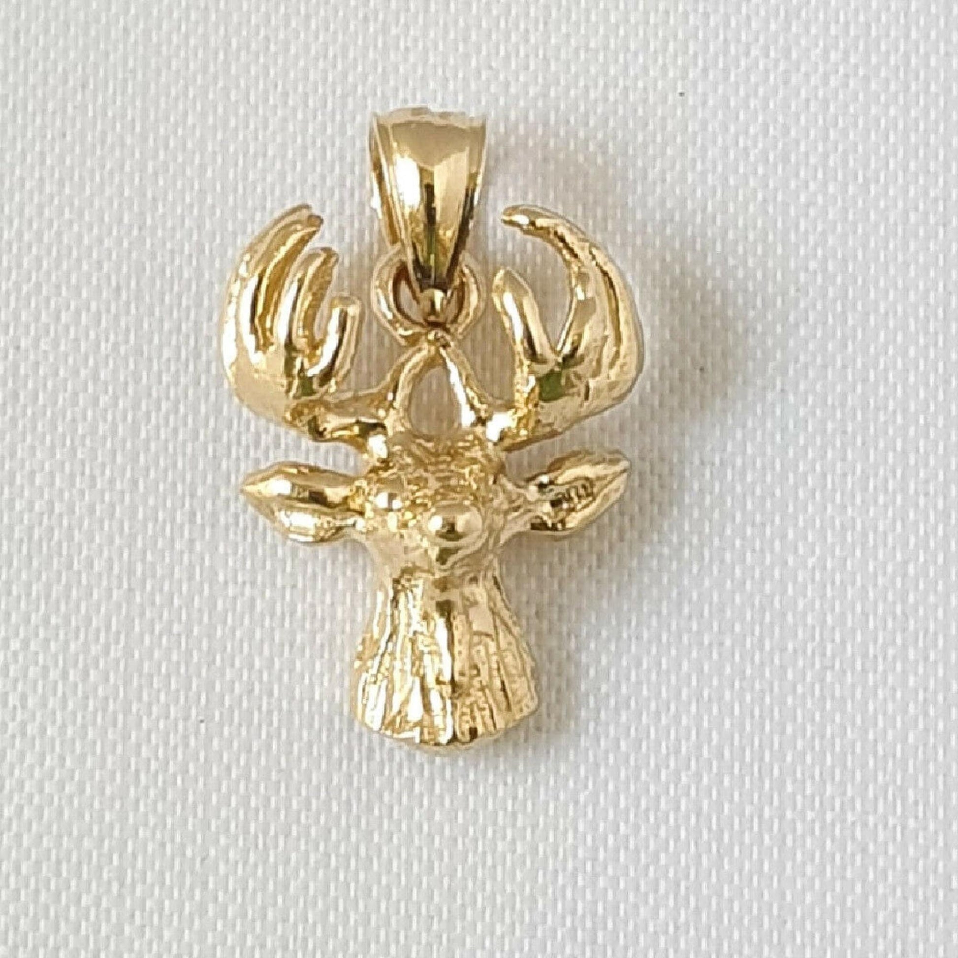 14K Yellow Gold Deer Head Pendant