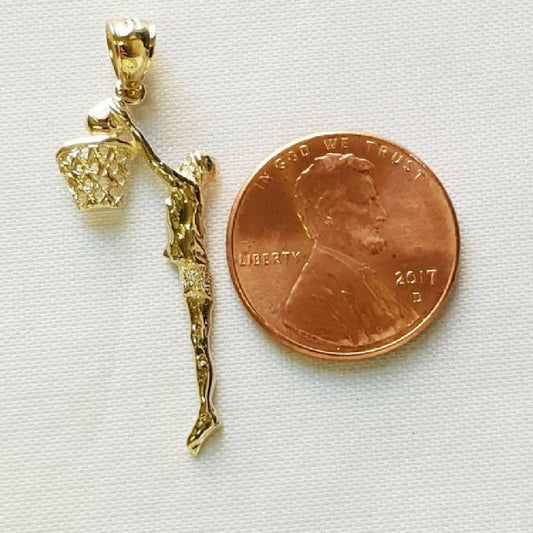14K Yellow Gold Basketball Player Pendant