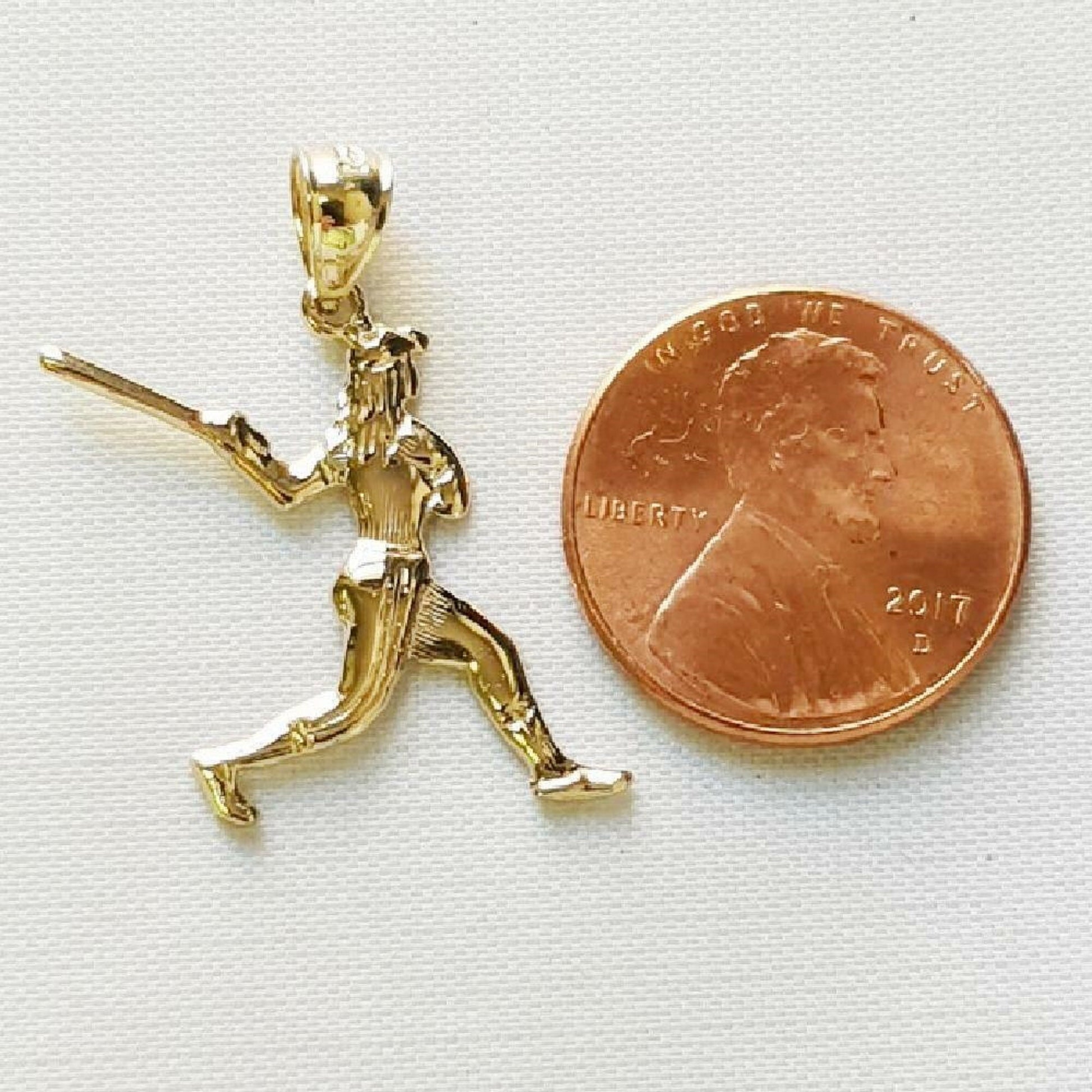 14K Yellow Gold Baseball Player Pendant