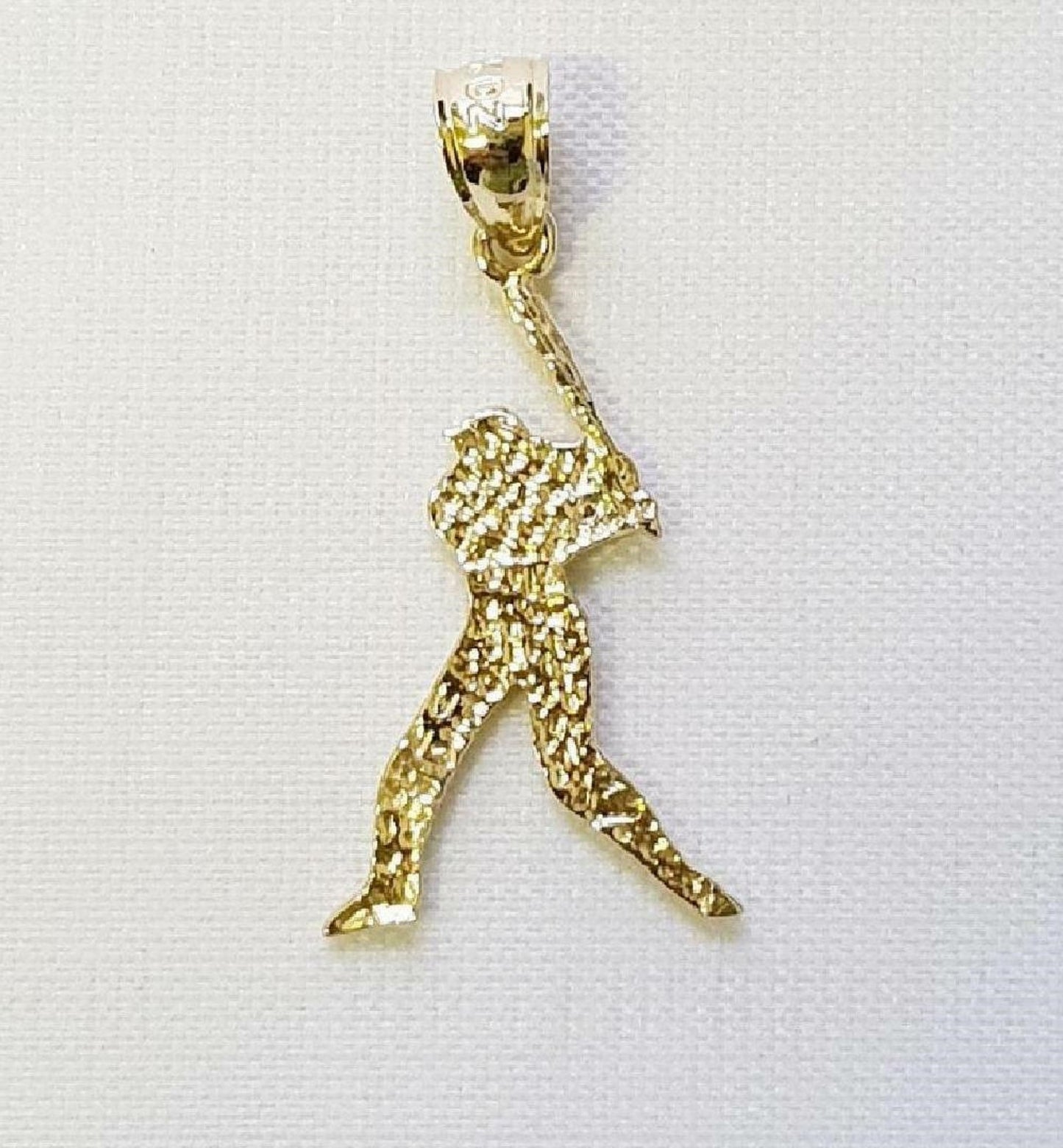 14K Yellow Gold Baseball Player Pendant
