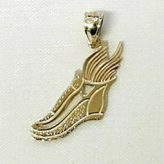 14K Yellow Gold Winged Shoe Pendant